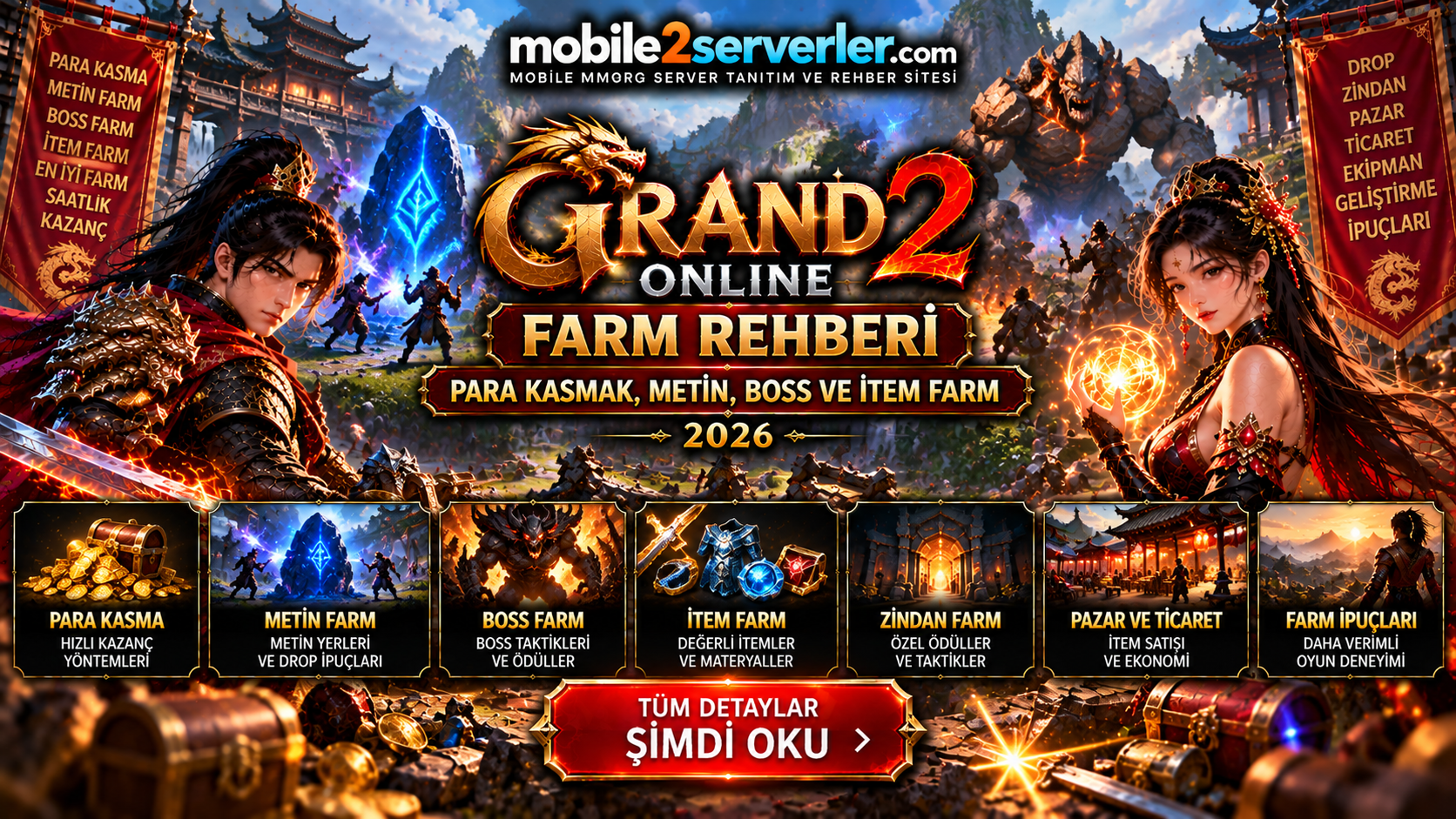 Grand2Online Farm Rehberi 2026: Para Kasmak, Metin, Boss ve İtem Farm
