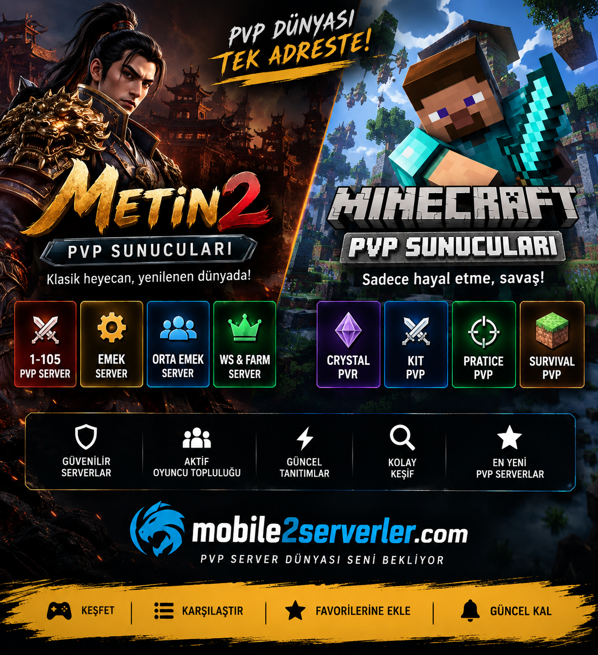 En İyi PVP Sunucuları 2026: Metin2 ve Minecraft PVP Server Seçim Rehberi