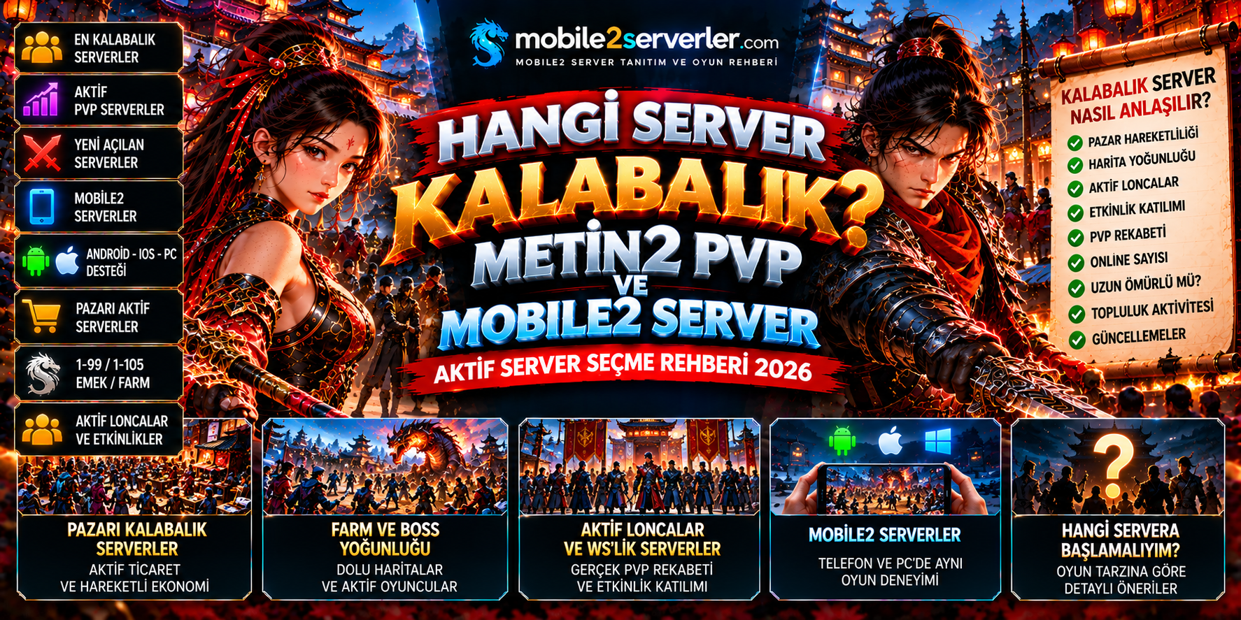 Hangi Metin2 PVP ve Mobile2 Server Kalabalık? Aktif Server Seçme Rehberi 2026