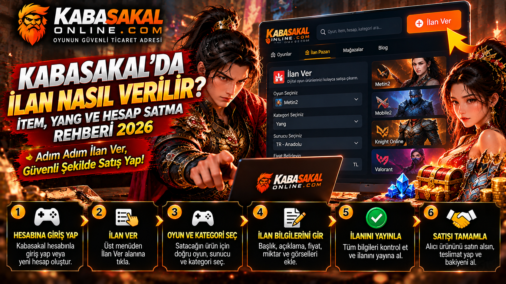 Kabasakal'da İlan Nasıl Verilir? İtem, Yang ve Hesap Satma Rehberi 2026