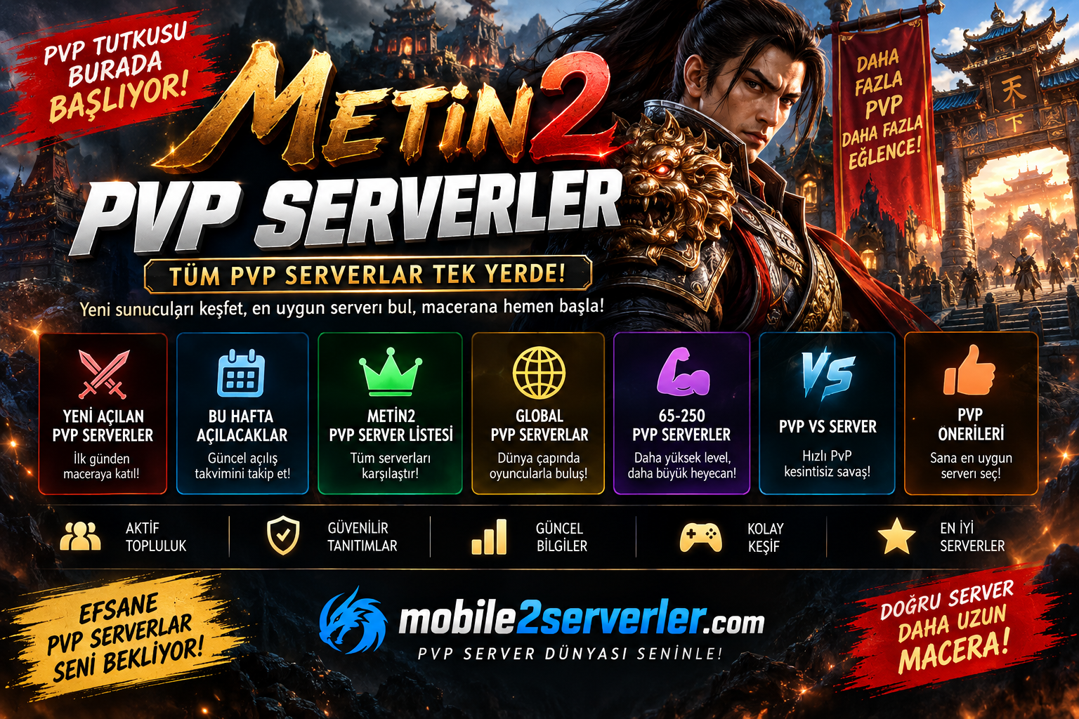 Metin2 PVP Serverler 2026: Global, 65-250, VS Server, Server Listesi ve PVP Önerileri