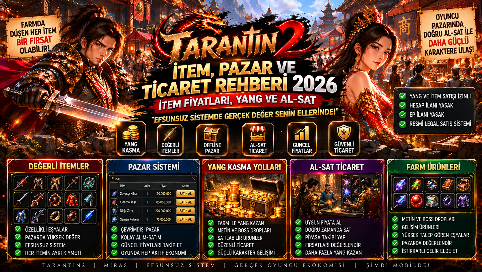 Tarantin2 İtem, Pazar ve Ticaret Rehberi 2026: İtem Fiyatları, Yang ve Al-Sat
